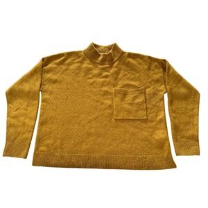 Madewell Redmond Mockneck Pocket Sweater Small NC690 Mustard Yellow HO21 Boucle